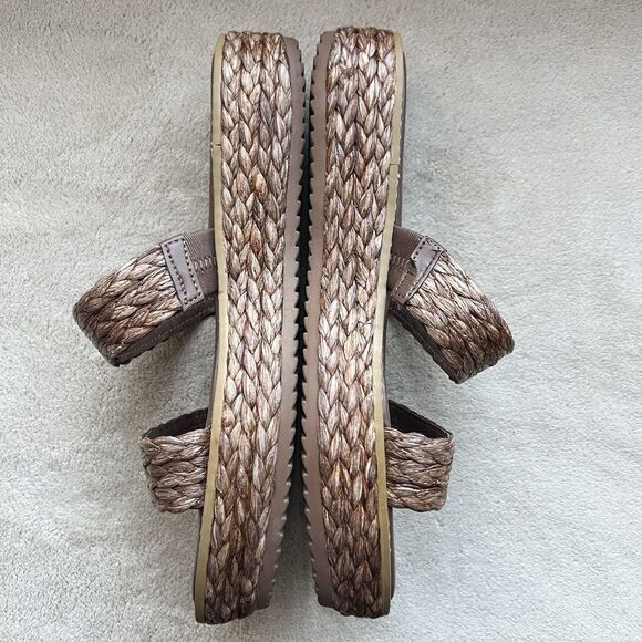 Splendid Goldi Braided Espresso Brown Raffia Sandals Women 9 Platform Wide Strap - Picture 7 of 16